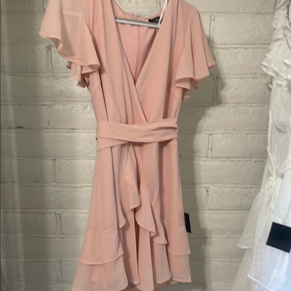 Lulu's Blush Asymmetrical Wrap Dress